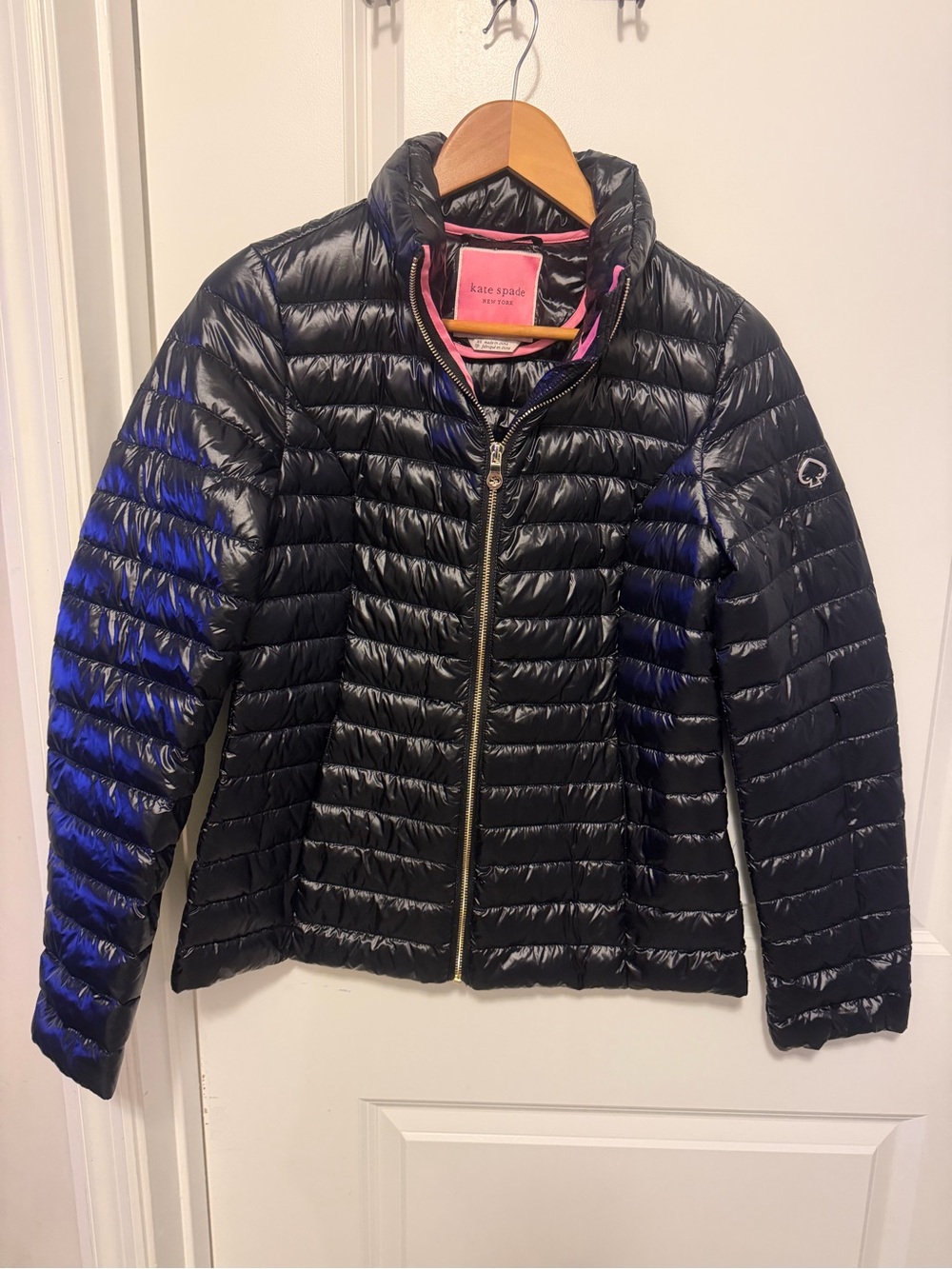 Kate Spade Black down puffer packable jacket with COA.